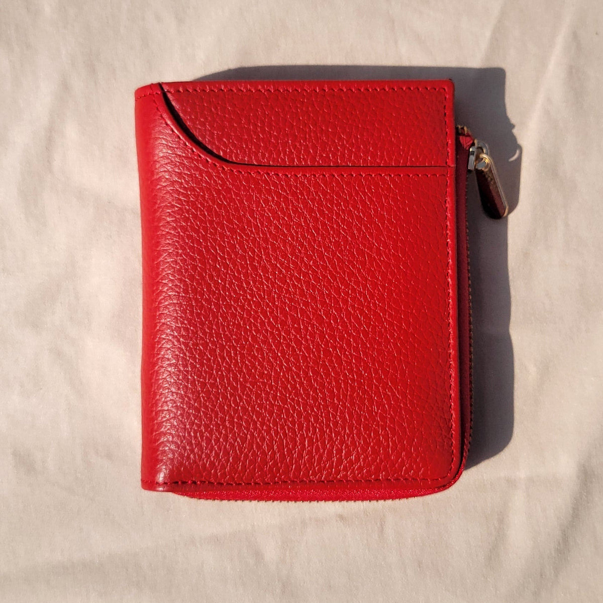 SAPHIRE - Portefeuille en Cuir Grainé & Zip Doré