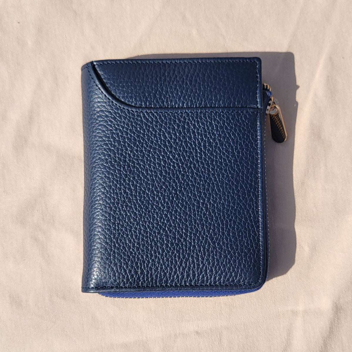 SAPHIRE - Portefeuille en Cuir Grainé & Zip Doré