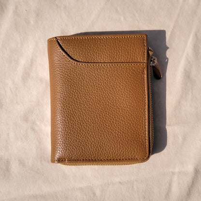 SAPHIRE - Portefeuille en Cuir Grainé & Zip Doré