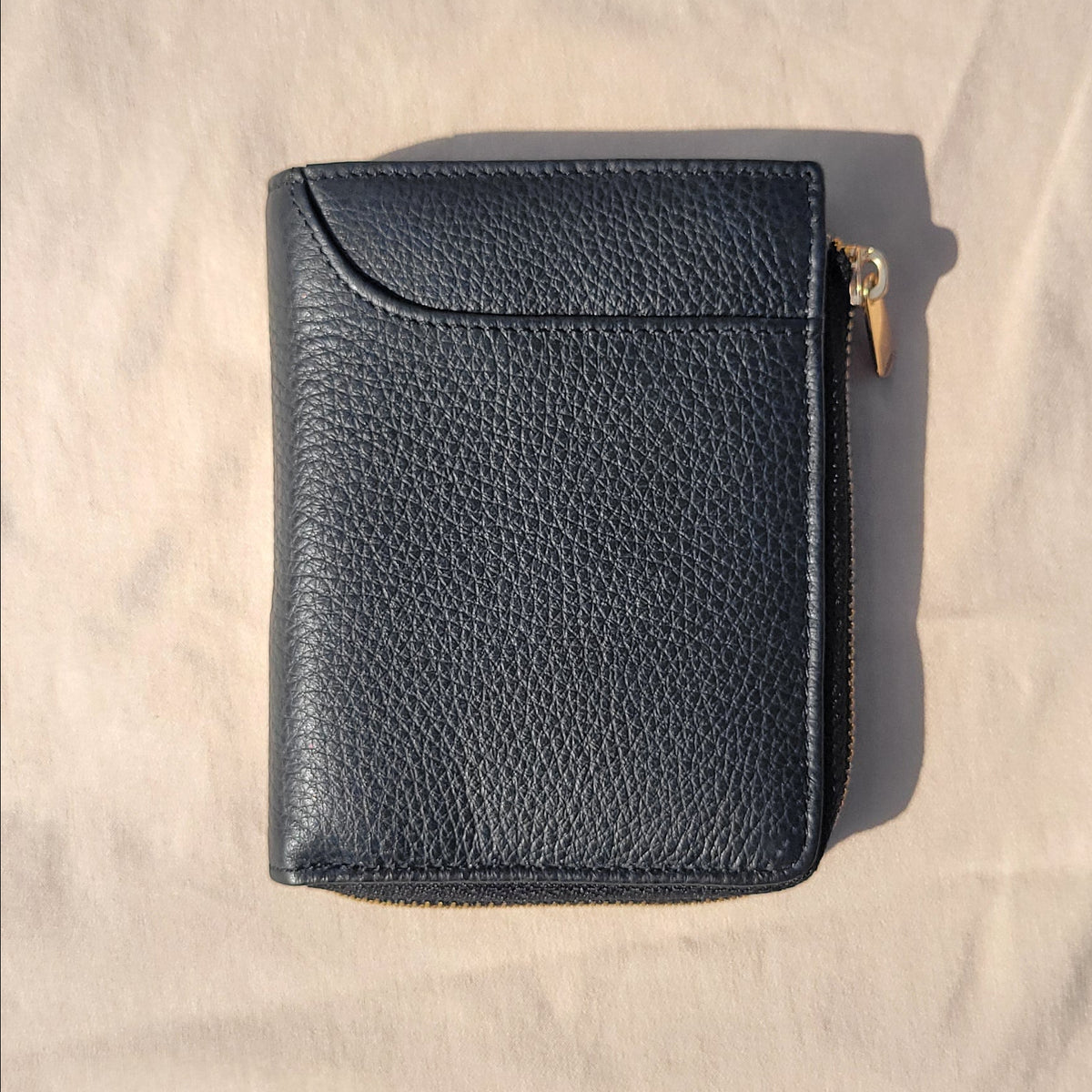 SAPHIRE - Portefeuille en Cuir Grainé & Zip Doré